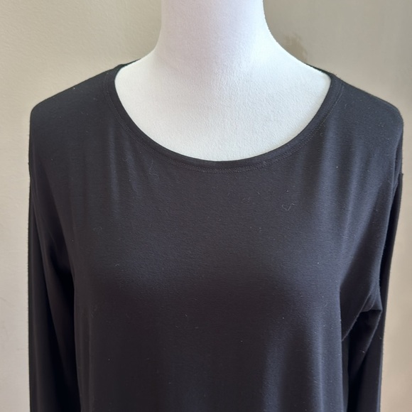 Eileen Fisher Black Long Sleeve Crewneck Viscose Dress with Pockets‎ Size S - Picture 4 of 8